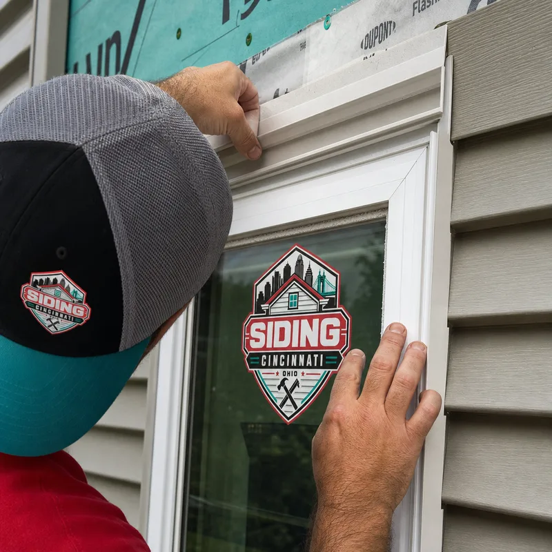 Close-up of properly installed window channel and trim with neat caulk lines and integrated flashing detail at the head.
